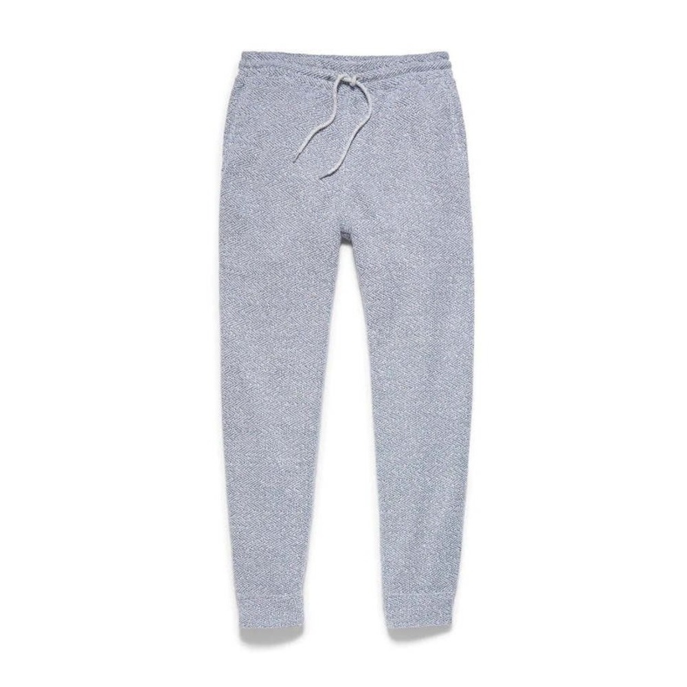 Faherty Whitewater Sweatpants Men Large Blue White Herringbone Joggers 12725